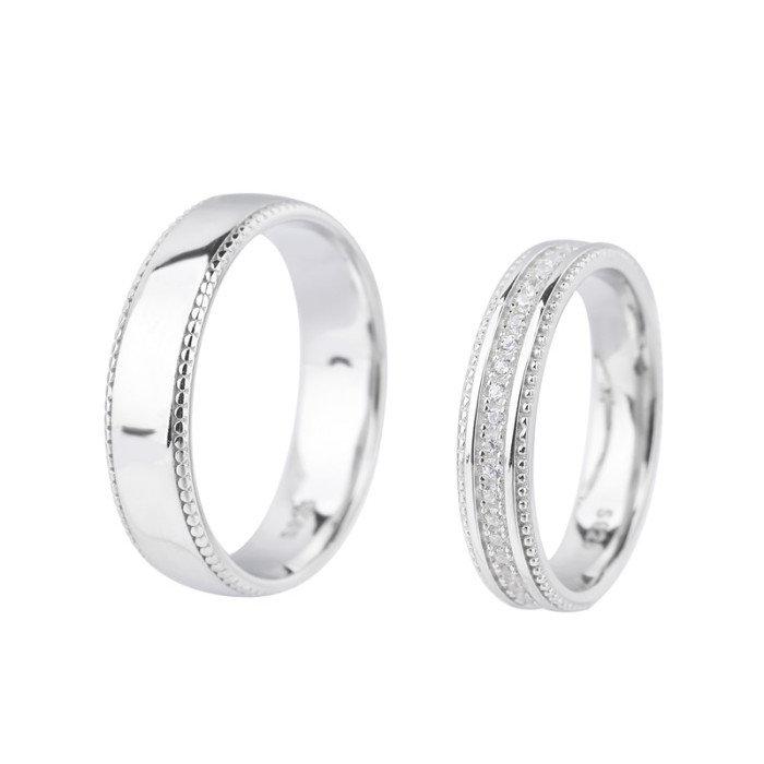 Anillo de compromiso clásico con circonitas, ¡de gran venta! | Anillos de boda de plata de ley 925 para parejas