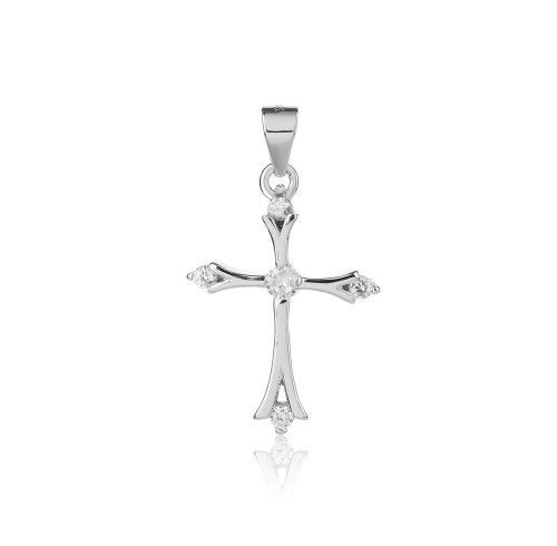 Ciondolo a croce in argento sterling 925 all'ingrosso | Ciondoli in argento con zirconi alla moda per uomo