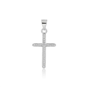 Pingente de prata esterlina 925 | Pingente clássico de cruz com zircônia cúbica masculina