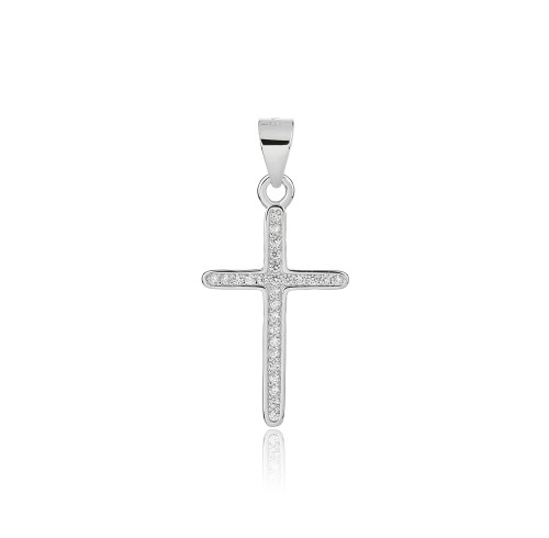Nuovo arrivo ciondolo in argento sterling 925 | Classico ciondolo a croce con zirconi cubici in argento da uomo