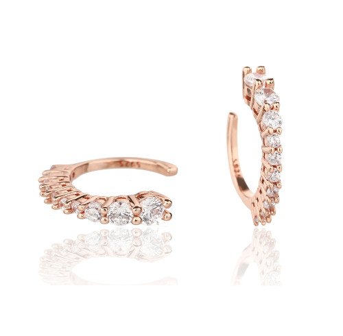 Eleganti orecchini a polsino in argento 925 all'ingrosso | Orecchini a polsino dal design elegante per donna