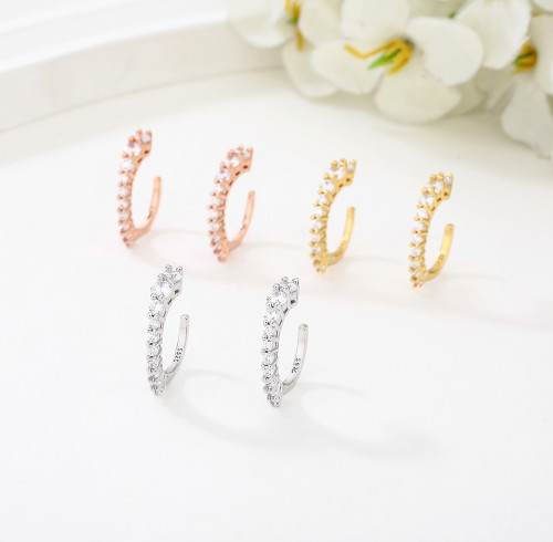 Eleganti orecchini a polsino in argento 925 all'ingrosso | Orecchini a polsino dal design elegante per donna
