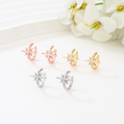925 Sterling Silver Ear Cuffs | Classic Fashion Zircon Ear Cuffs Jewelry For Women