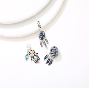 Colgante vintage de plata de moda | Colgante popular de plata 925 con circonitas para mujer