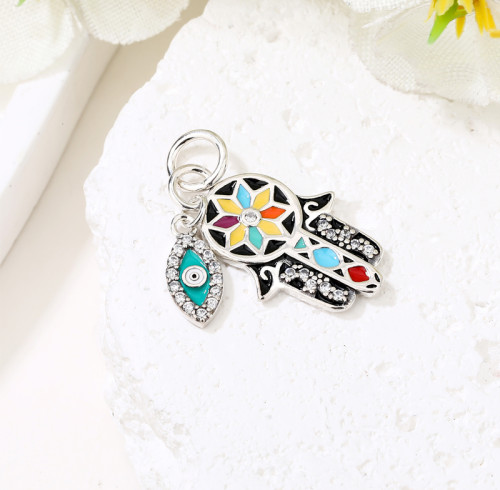 Ciondolo vintage in argento alla moda | Ciondolo popolare in argento 925 con zirconi da donna