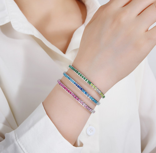 Bracciale tennis in zircone personalizzato dal produttore | Bracciale tennis classico in argento sterling per donna