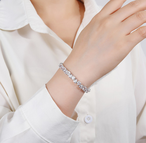 Bracciale tennis all'ingrosso con zirconi cubici | Bracciale tennis con ciondolo in argento 925 per donna