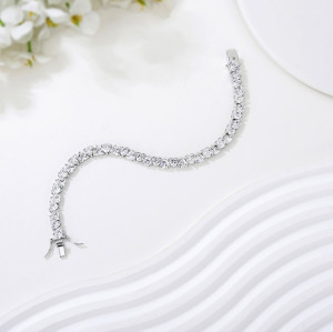 Pulsera de tenis con circonita cúbica al por mayor | Pulsera de tenis con dije de plata 925 para mujer