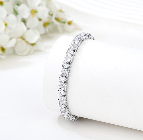 Bracciale tennis all'ingrosso con zirconi cubici | Bracciale tennis con ciondolo in argento 925 per donna