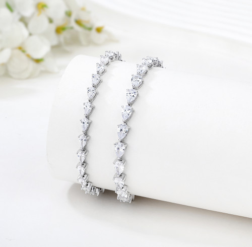 Bracciale tennis con zirconi cubici di alta qualità | Bracciale tennis classico da donna in argento sterling 925