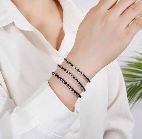 Bracciale tennis in argento da donna | Bracciale tennis in argento sterling 925 con zirconi "Temperament Popular"
