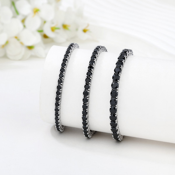 Women's Silver Tennis Bracelet | Popular Temperament Sterling Silver 925 Zircon Tennis Bracelet