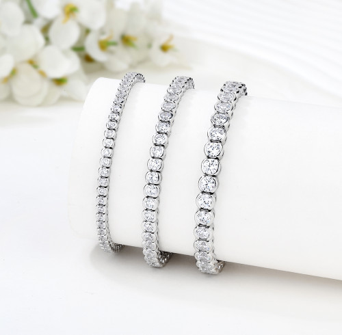 Bracciale tennis con ciondolo alla moda | Bracciale tennis classico da donna in argento sterling 925