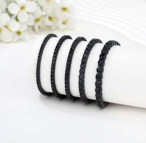Braccialetti da tennis vintage personalizzati | Bracciale da tennis in argento sterling 925 con zirconi neri per donna