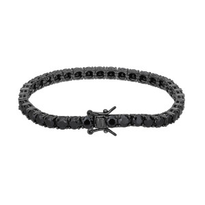 Pulseras de tenis vintage personalizadas | Pulsera de tenis de plata de ley 925 con circonita negra para mujer