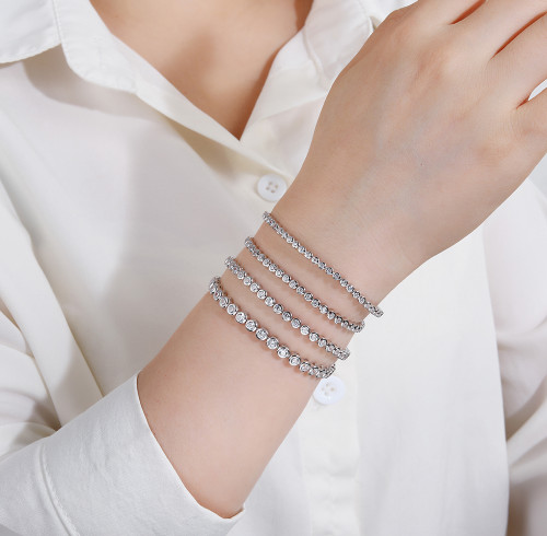 Bracciale tennis in argento sterling con zirconi cubici all'ingrosso | Bracciale tennis di bigiotteria per donna