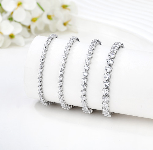 Bracciale tennis in argento sterling con zirconi cubici all'ingrosso | Bracciale tennis di bigiotteria per donna