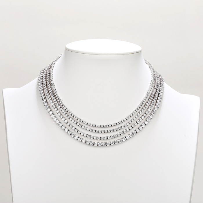 Collar de tenis para mujer personalizado por el fabricante | Collar de tenis de lujo en plata de ley 925