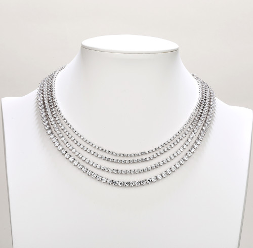 Collana da tennis classica alla moda con zirconi | Collana da tennis da donna in argento sterling 925