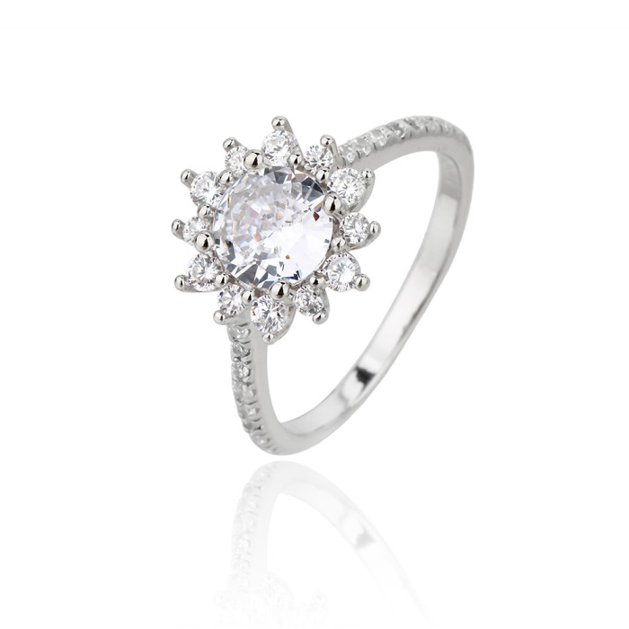Anillo de compromiso de boda personalizado en plata de ley 925 | Anillo de circonitas de lujo para mujer