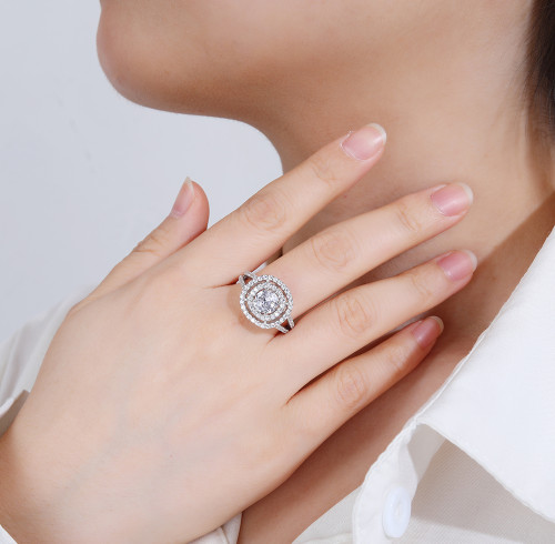 Nuovo anello da donna in argento 925 con zirconi | Squisito anello di fidanzamento in argento vintage