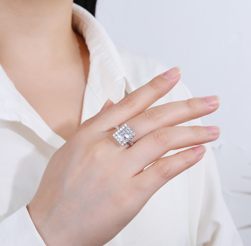 Anelli di zirconi cubici in argento sterling 925 | Anelli di fidanzamento classici per donna