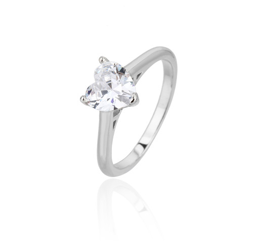 Anelli vintage in argento da donna | Anelli di fidanzamento alla moda con zirconi a forma di cuore