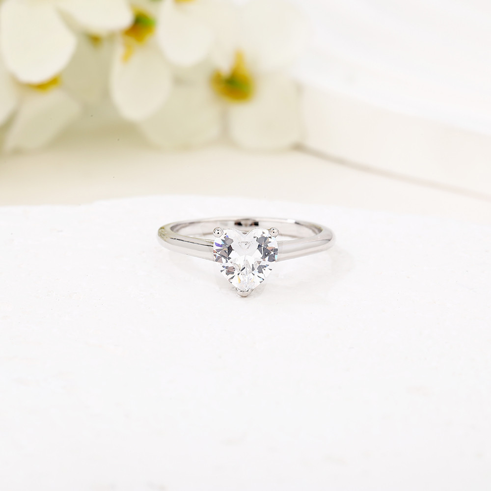 Cubic Zirconia Heart Shaped Engagement Rings