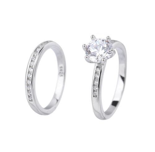 Anelli di coppia personalizzati in argento sterling 925 | Raffinati set di anelli di fidanzamento per coppie