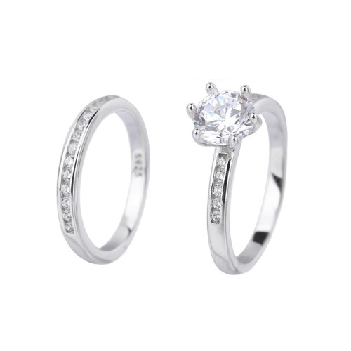 Anillos de pareja personalizados de plata de ley 925 | Exquisitos conjuntos de anillos de compromiso para parejas