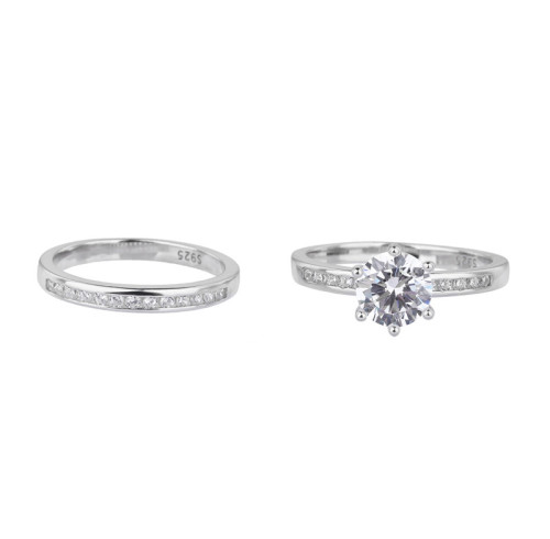 Anelli di coppia personalizzati in argento sterling 925 | Raffinati set di anelli di fidanzamento per coppie