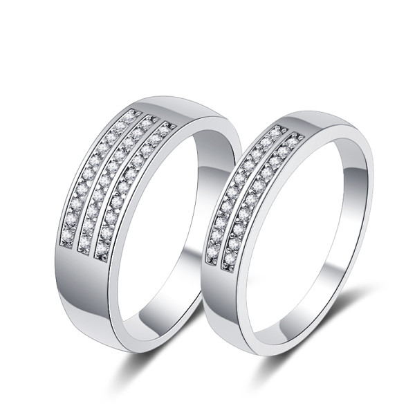 Anillos de compromiso de pareja con circonita al por mayor | Anillos de pareja personalizados en plata de ley 925