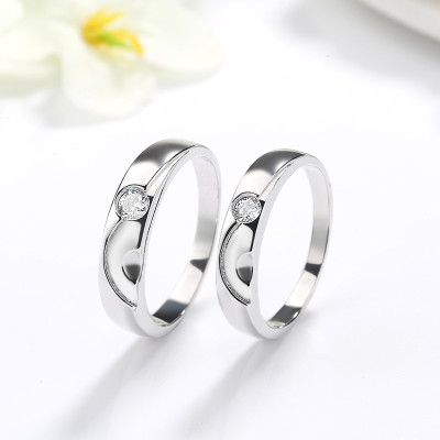 925 Sterling Silver Couples Wedding Ring Sets | Fashionable Simple Engagement Rings For Couple