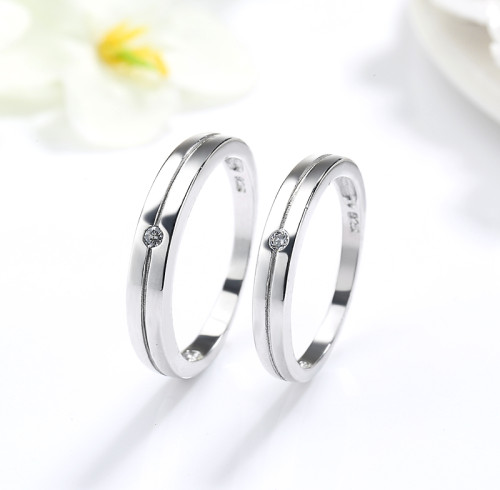 Anello di coppia in argento 925 personalizzato dal produttore | Set di fedi nuziali di coppia classiche di alta qualità