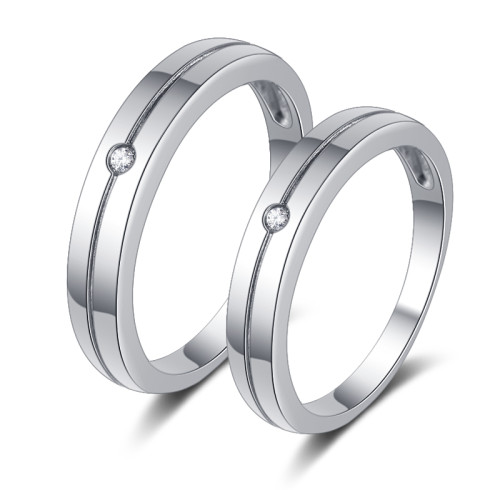 Anello di coppia in argento 925 personalizzato dal produttore | Set di fedi nuziali di coppia classiche di alta qualità