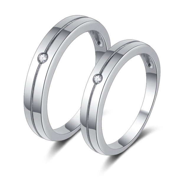 Anillo de pareja de plata 925 personalizado por el fabricante | Juego de anillos de boda clásicos de alta calidad
