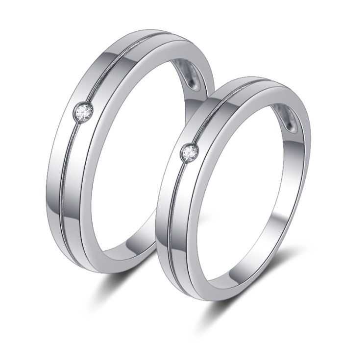 Anillo de pareja de plata 925 personalizado por el fabricante | Juego de anillos de boda clásicos de alta calidad