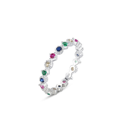 Wholesale Colored Zircon Vintage Silver Ring  | Exquisite 925 Sterling Silver Fashion Ring Women