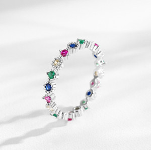 Wholesale Colored Zircon Vintage Silver Ring  | Exquisite 925 Sterling Silver Fashion Ring Women
