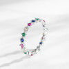 Anillo vintage de plata con circonitas de colores al por mayor | Exquisito anillo de moda de plata de ley 925 para mujer
