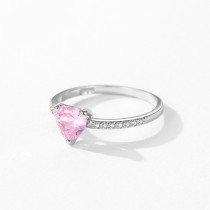 Wholesale Heart Shape 925 Sterling Silver Rings | Pink Zircon Elegant Rings For Women