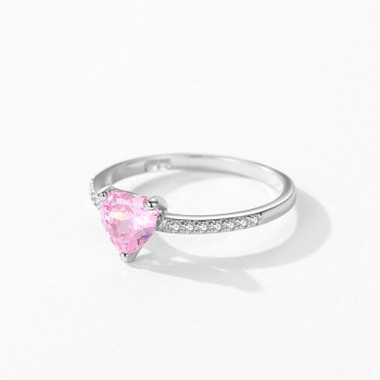 Wholesale Heart Shape 925 Sterling Silver Rings | Pink Zircon Elegant Rings For Women