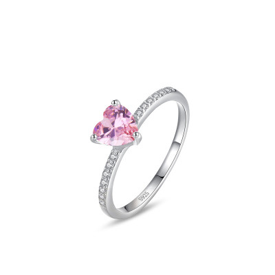 Wholesale Heart Shape 925 Sterling Silver Rings | Pink Zircon Elegant Rings For Women