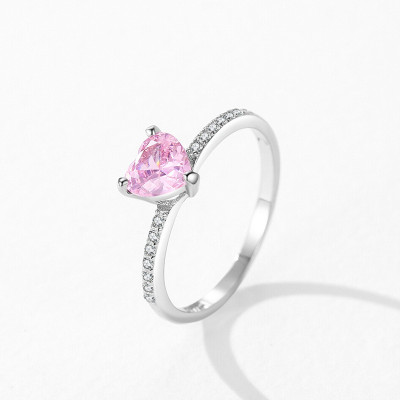 Wholesale Heart Shape 925 Sterling Silver Rings | Pink Zircon Elegant Rings For Women