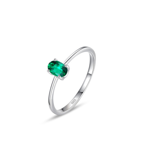 Anillo de moda con circonita verde exquisito, personalizado de fábrica | Anillos de boda de plata de ley para dama