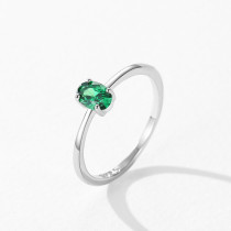Factory Customized Exquisite Green Zircon Fashion Ring | Ladies Sterling Silver Wedding Rings