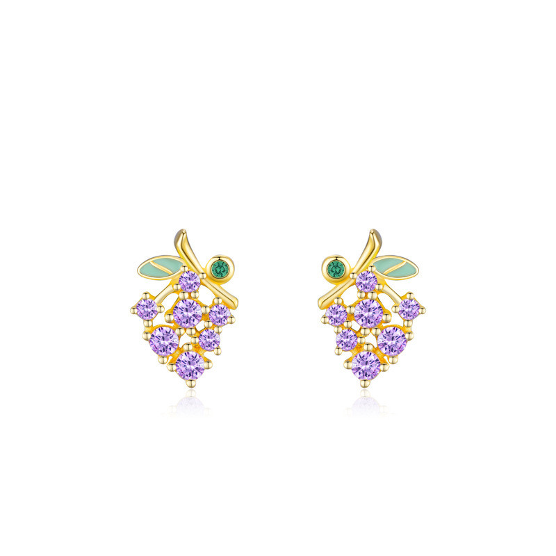 Grapes Design Gold Earrings