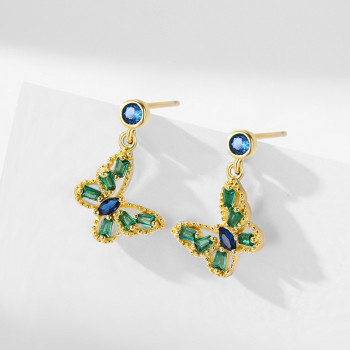 Wholesale Fashion Sterling Silver Earrings | Elegant Butterfly Zircon Stud Earrings