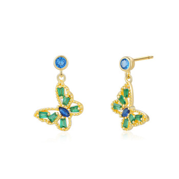 Wholesale Fashion Sterling Silver Earrings | Elegant Butterfly Zircon Stud Earrings