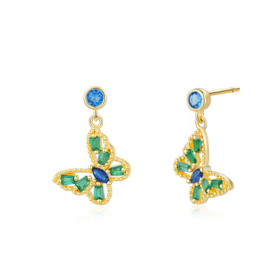 Wholesale Fashion Sterling Silver Earrings | Elegant Butterfly Zircon Stud Earrings